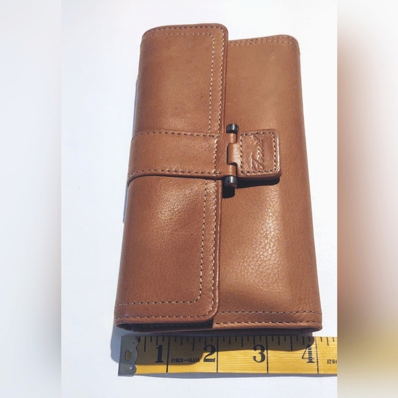 Vtg Fossil Trifold Clutch Long Wallet Checkbook - Picture 13 of 16